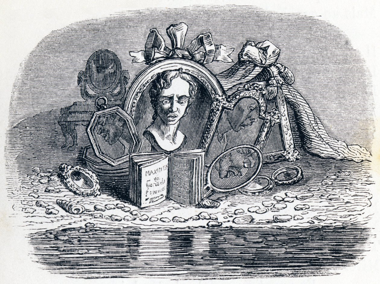 De man en zijn spiegelbeeld - Fabels van La Fontaine door Grandville