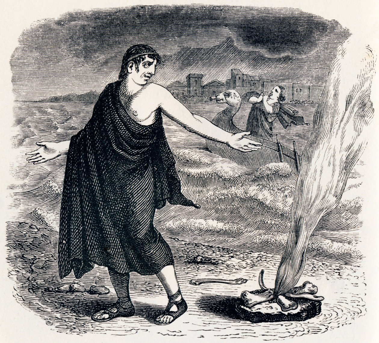 Jupiter en de passagier - Fabels van La Fontaine door Grandville