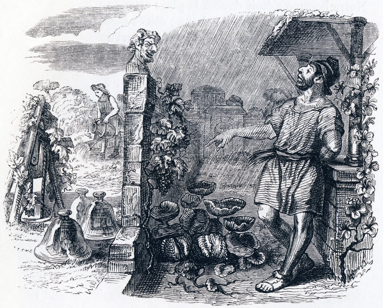 Jupiter en de pachter - Fabels van La Fontaine door Grandville
