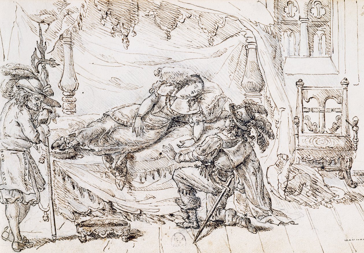 Doornroosje, illustratie voor sprookje door Charles Perrault door Grandville