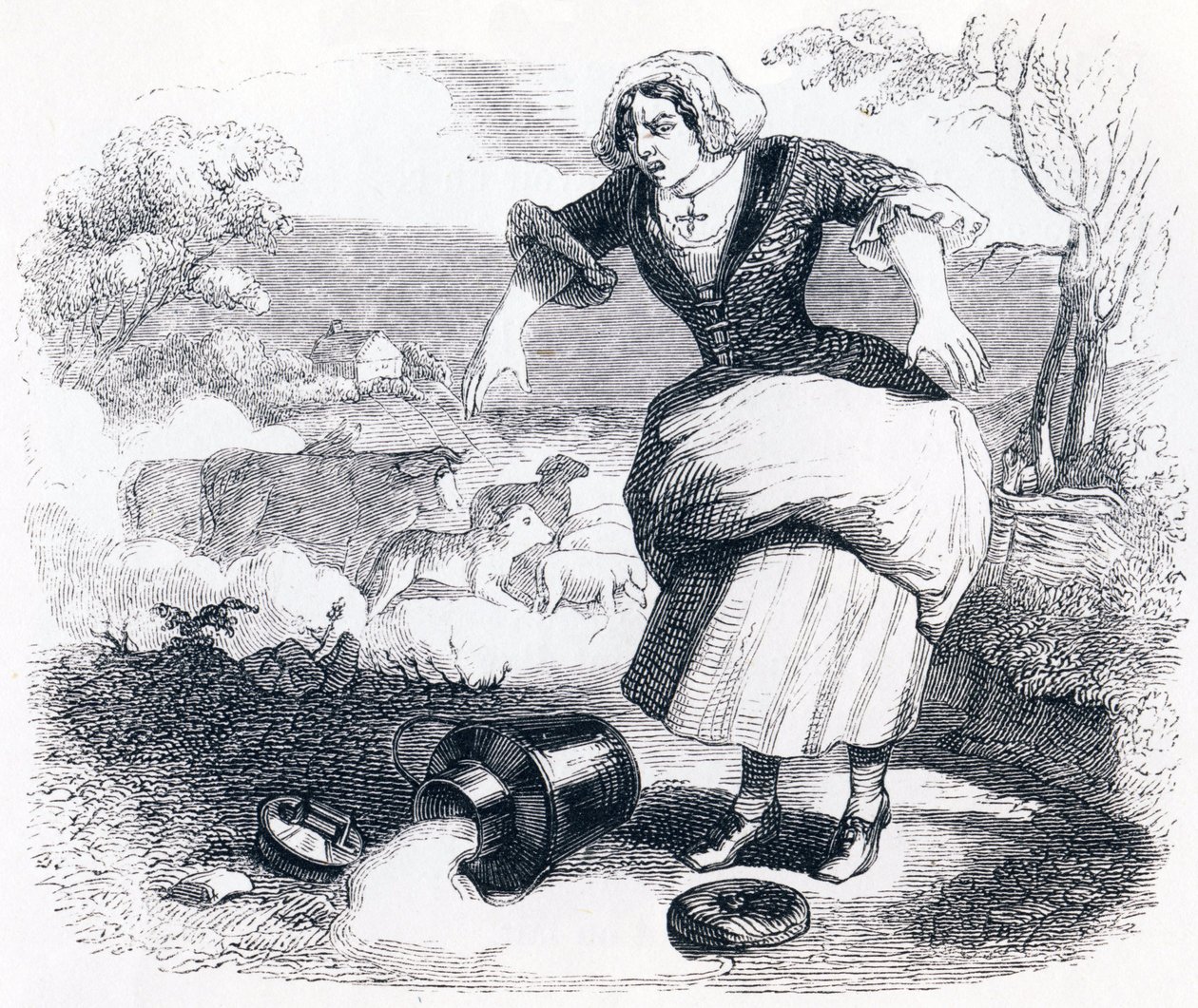Het melkmeisje en de melkkan door Grandville