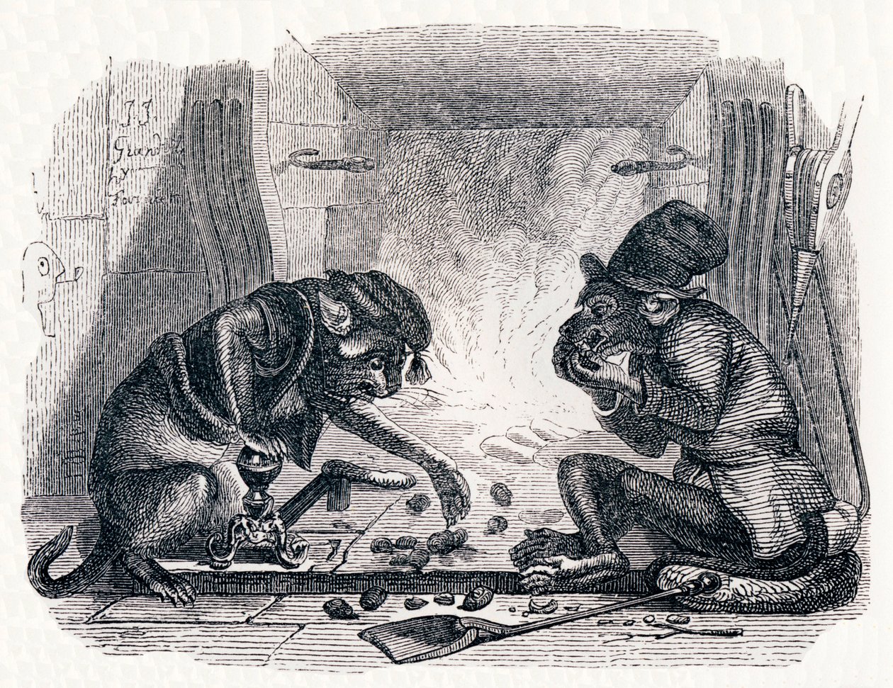 De ezel en de kat - Fabels van La Fontaine door Grandville