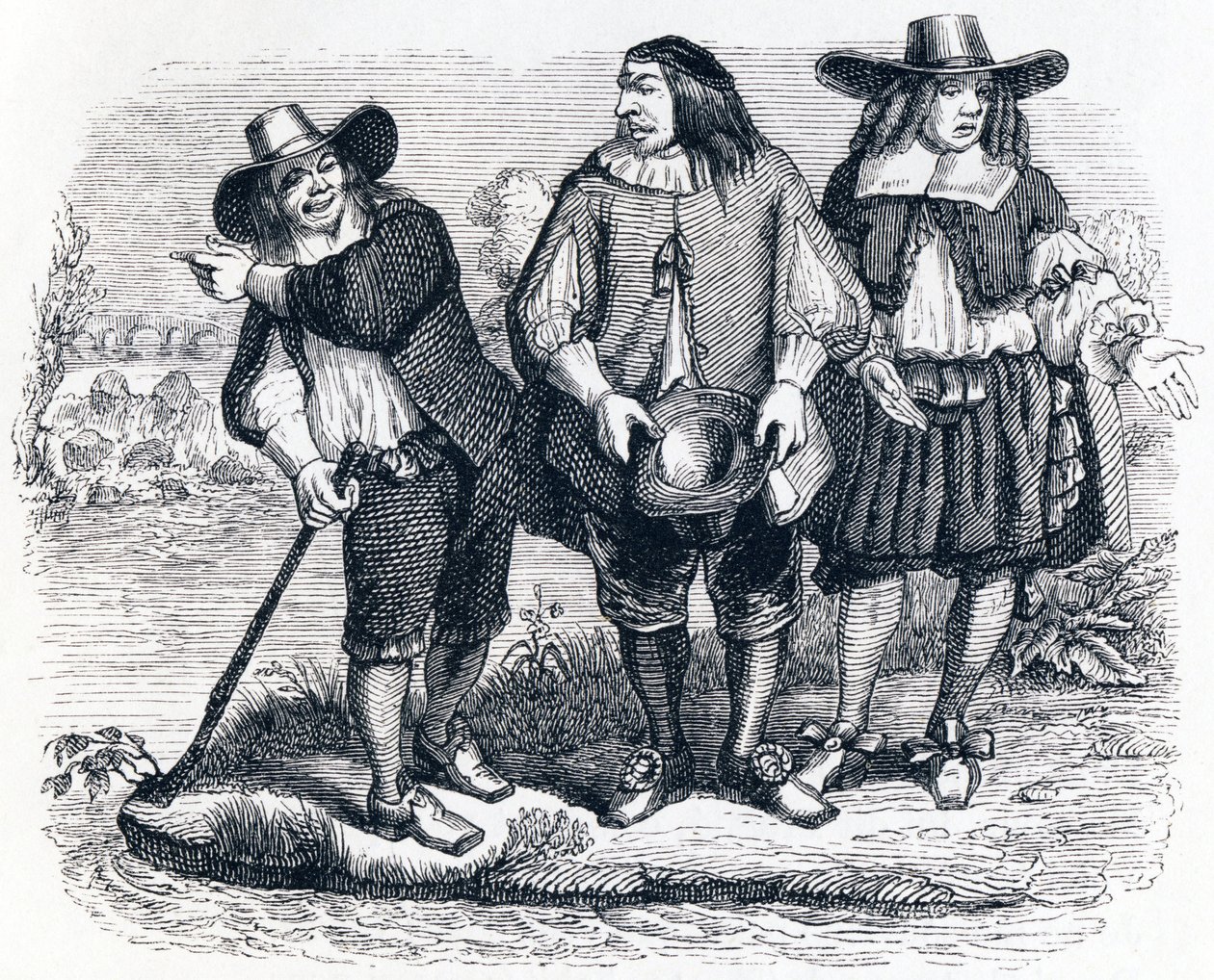 De verdronken vrouw - Fabels van La Fontaine door Grandville