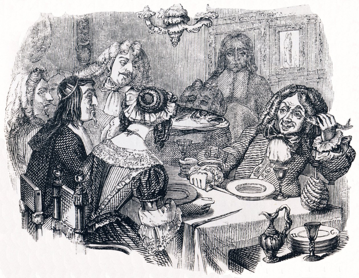 De lachende en de vissen (Le rieur et les poissons) - Fabels van La Fontaine door Grandville