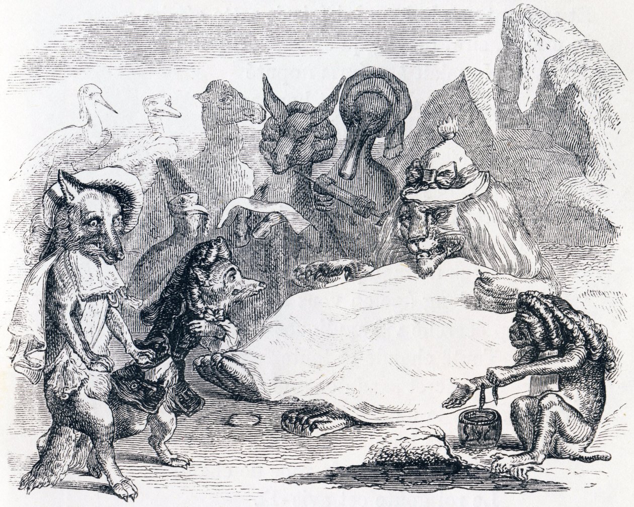 De leeuw, de wolf en de vos door Grandville