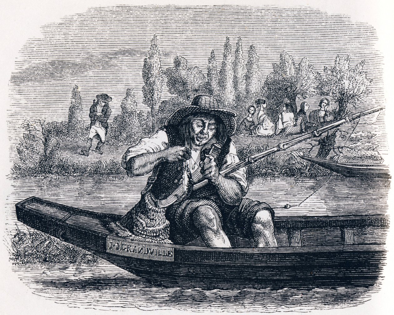 De kleine vis en de visser - Fabels van La Fontaine door Grandville