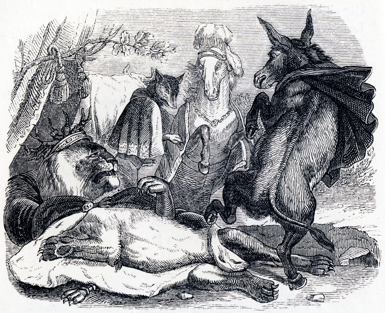 De oude leeuw - Fabels van La Fontaine door Grandville