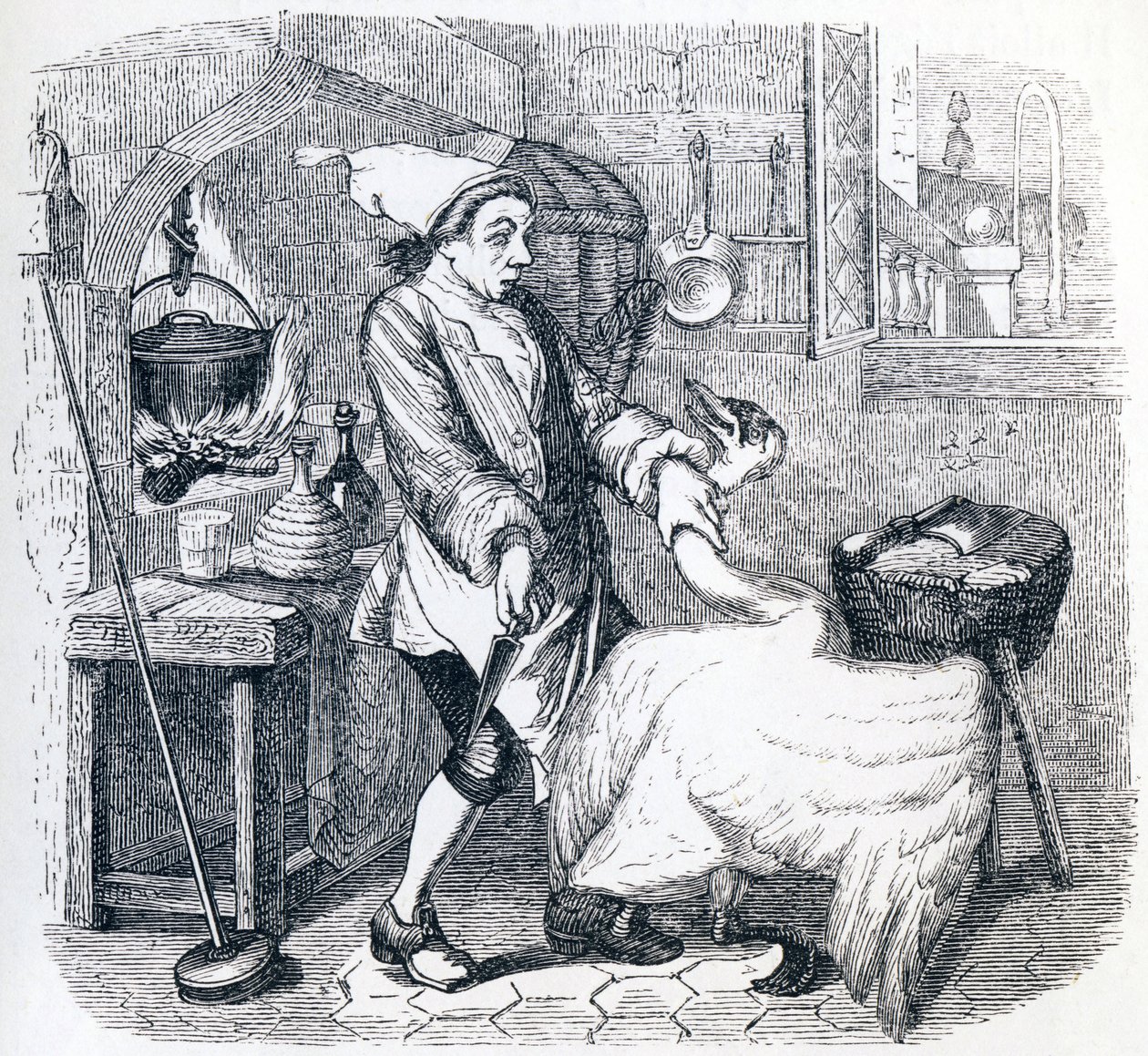 De zwaan en de kok - Fabels van La Fontaine door Grandville