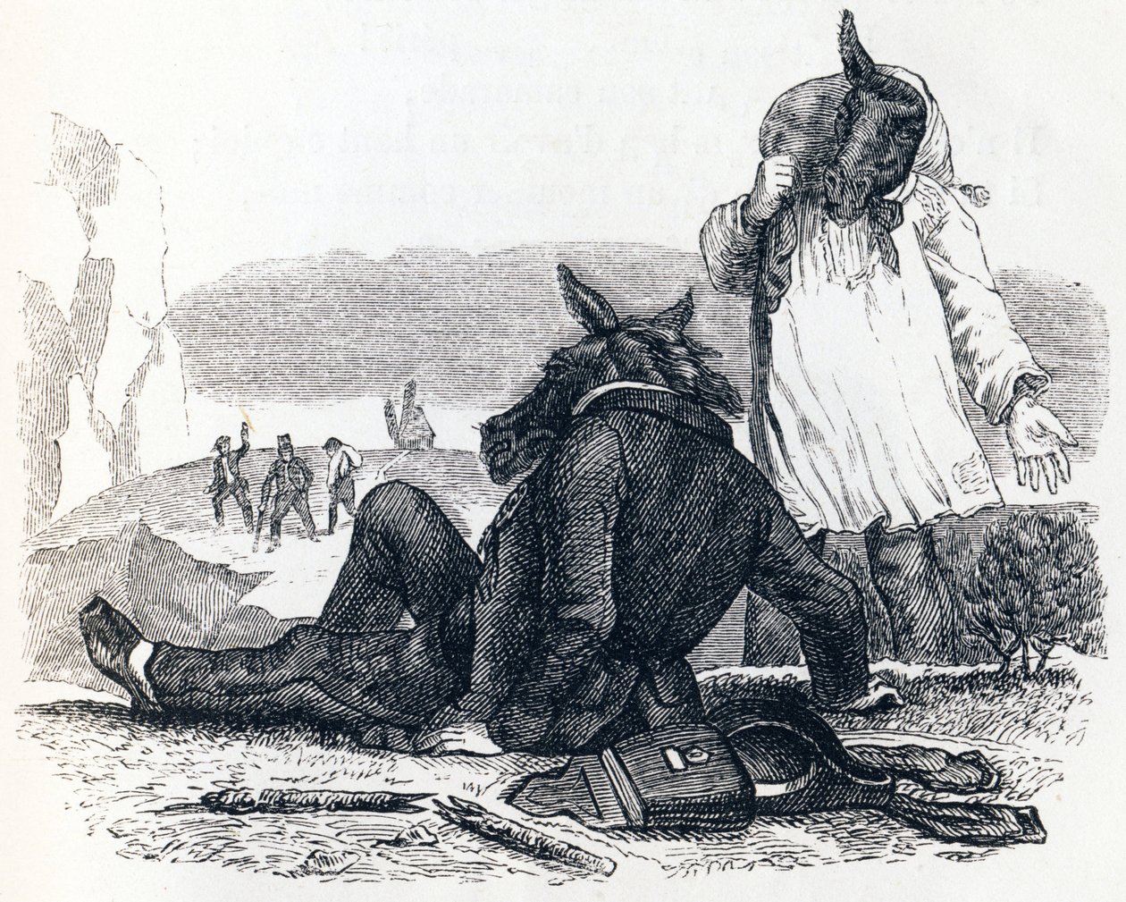 De twee muilezels - Fabels van La Fontaine door Grandville