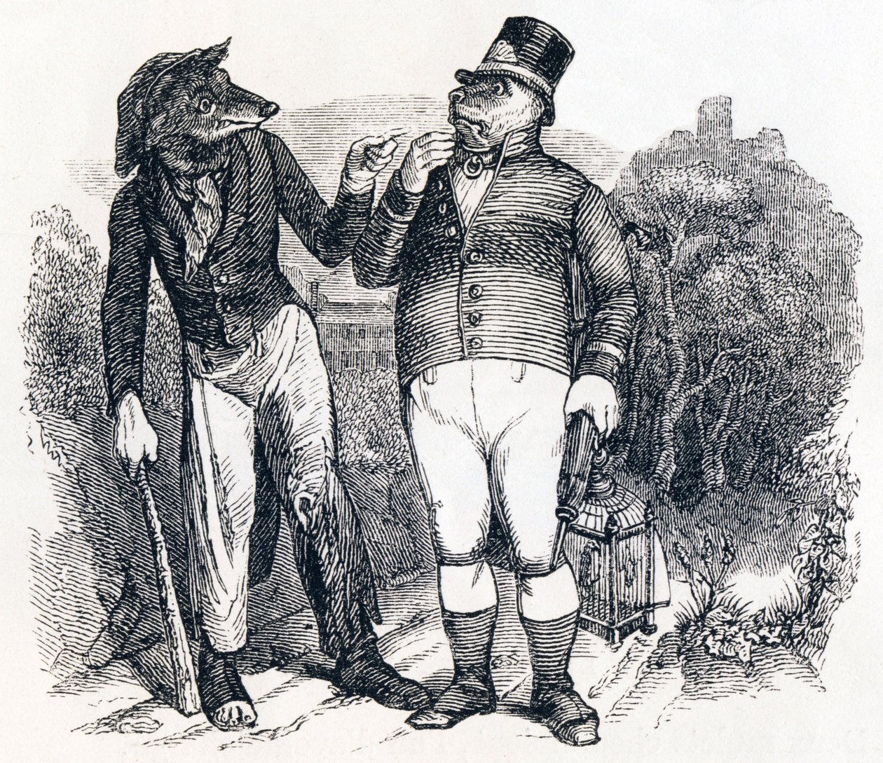 De wolf en de hond - Fabels van La Fontaine door Grandville