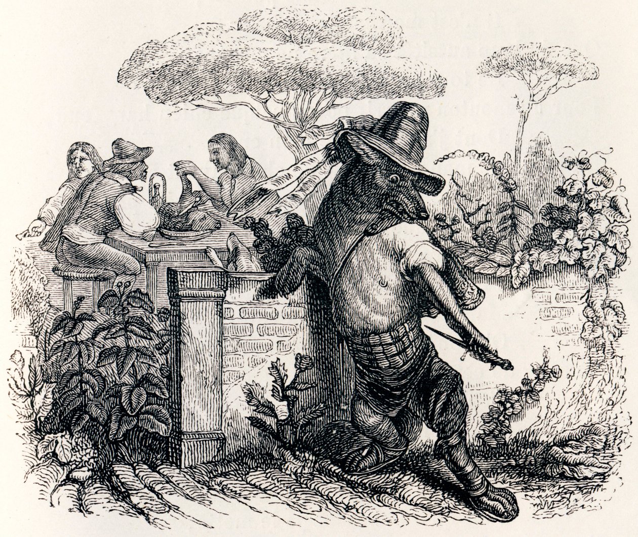 De wolf en de herders - Fabels van La Fontaine door Grandville