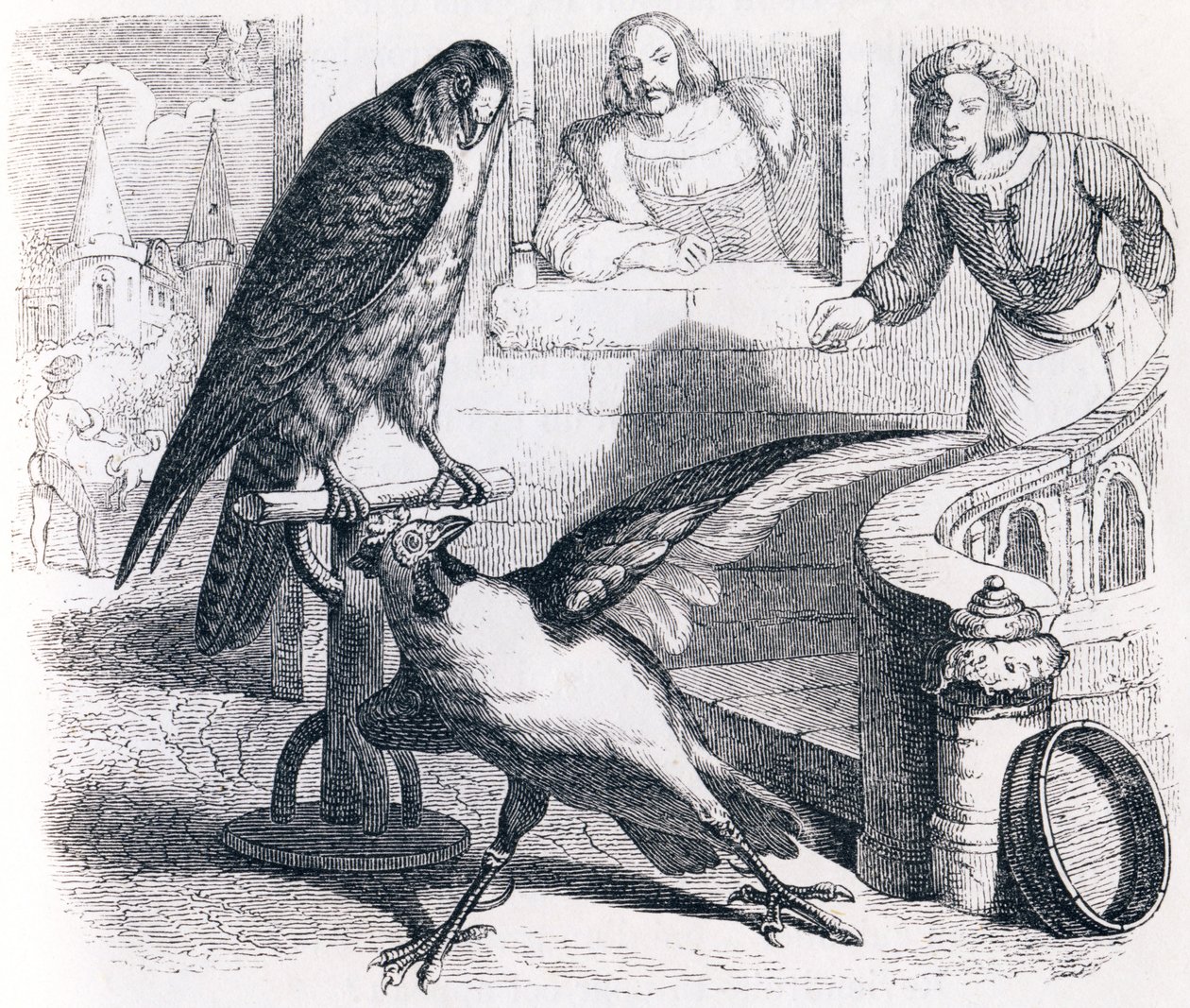 De valk en de kapoen door Grandville