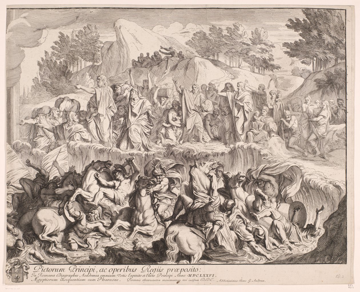 Doortocht door de Rode Zee (rechterdeel) door Gérard Audran