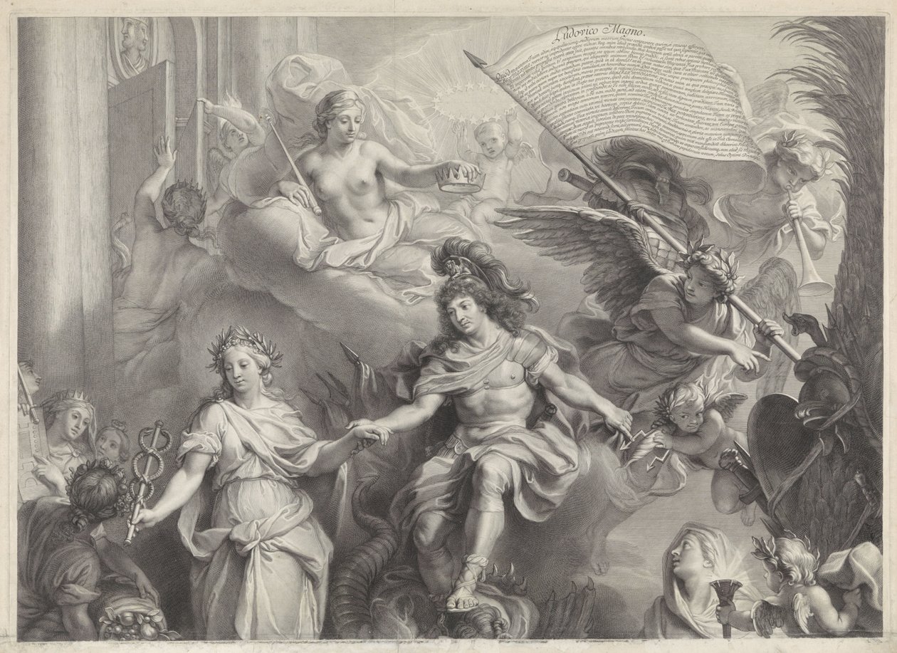 Allegorie op de macht van Lodewijk XIV door Gérard Edelinck