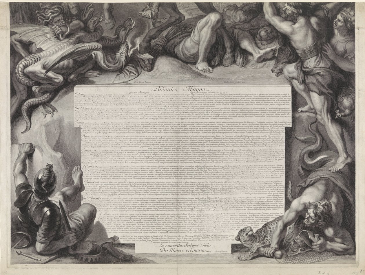 Allegorisch ruiterportret van Lodewijk XIV, koning van Frankrijk door Gérard Edelinck