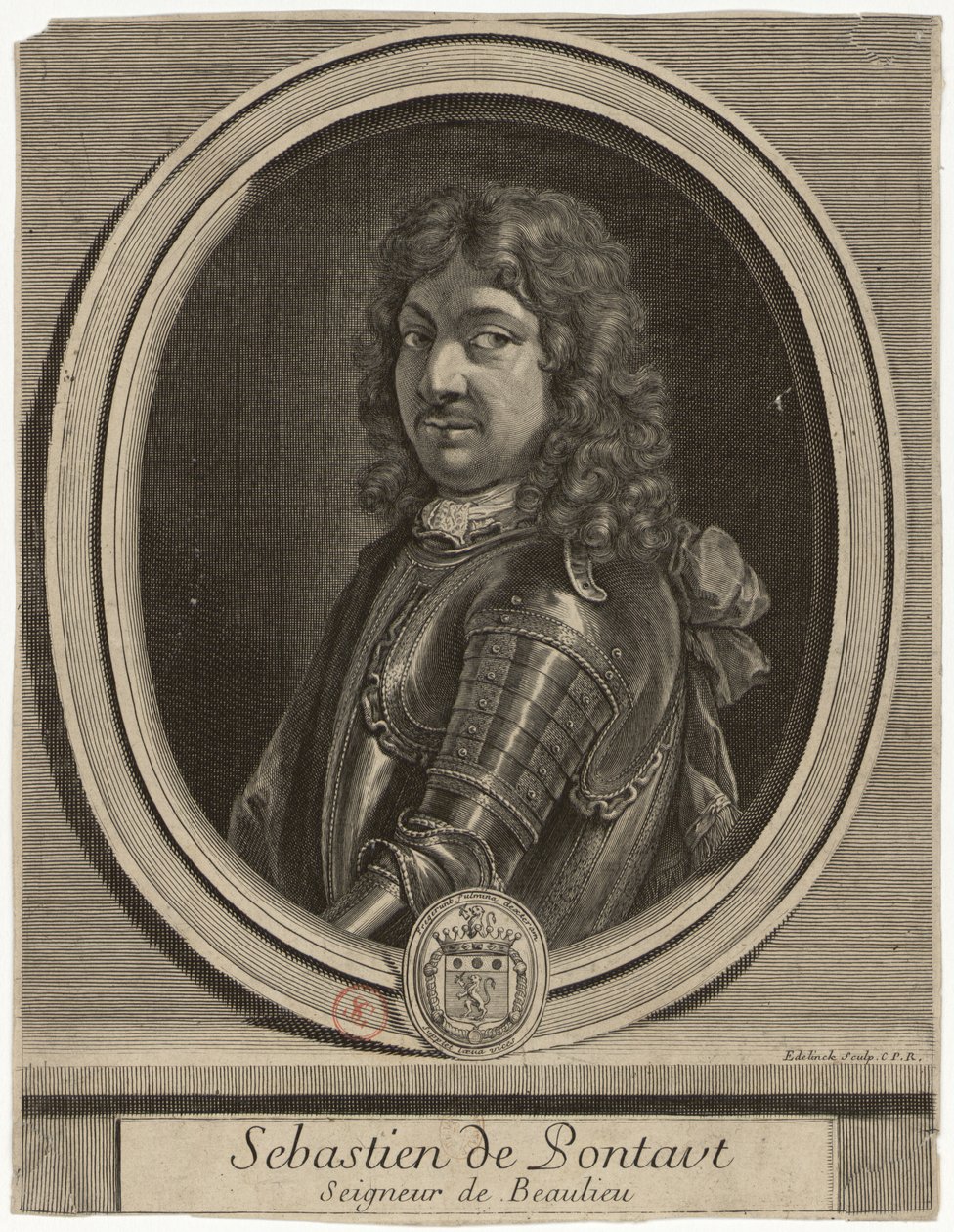 Edelinck - Sebastien de Pontaut Seigneur de Baulieu door Gérard Edelinck