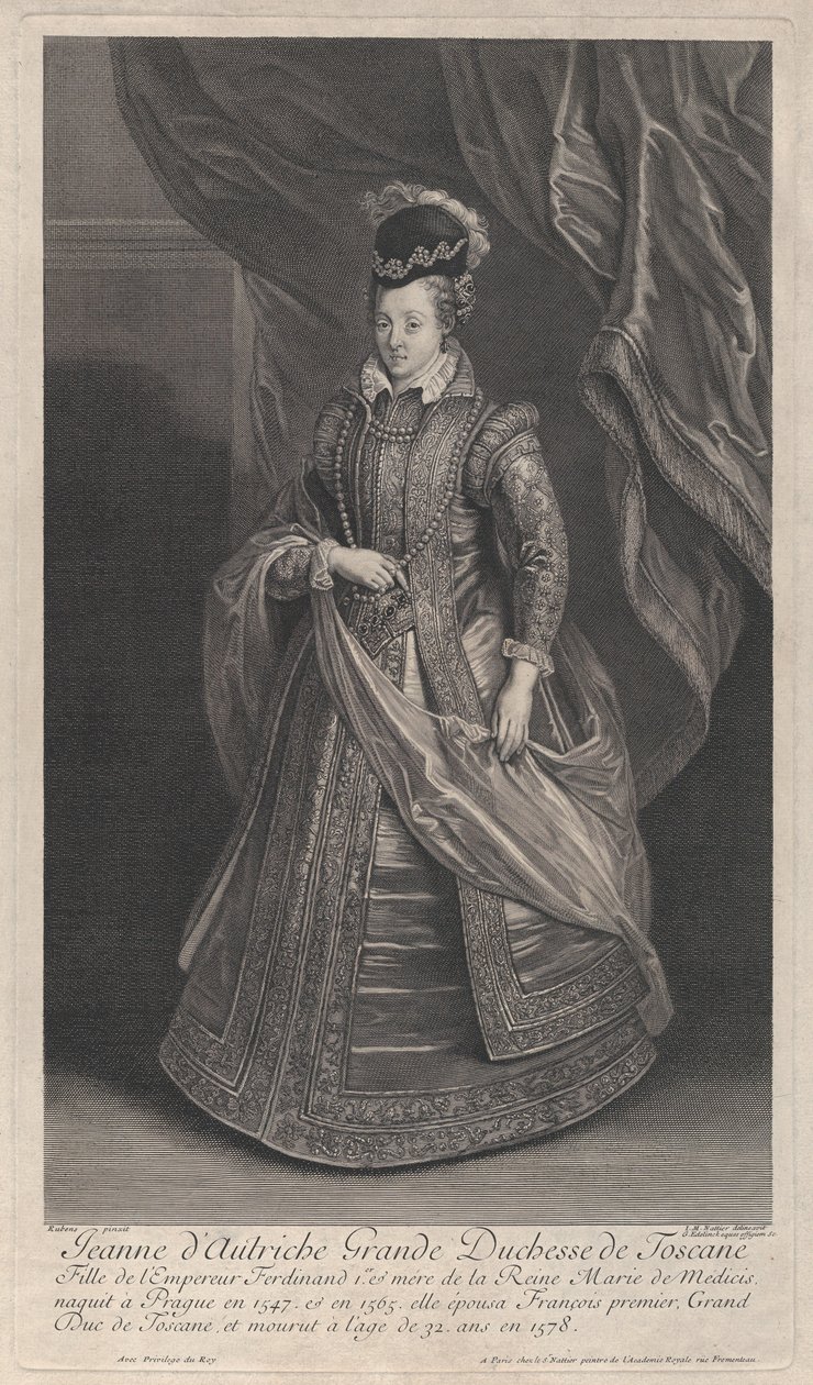 Portret van Joanna van Oostenrijk, Groothertogin van Toscane door Gérard Edelinck