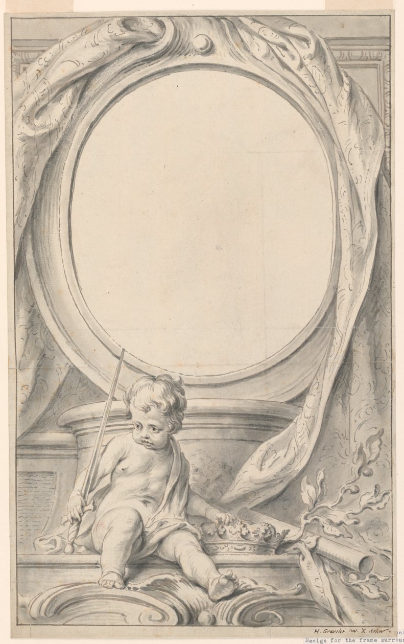 Ontwerp voor Lijst Rondom het Portret van William Russell, Eerste Hertog van Bedford door Gravelot