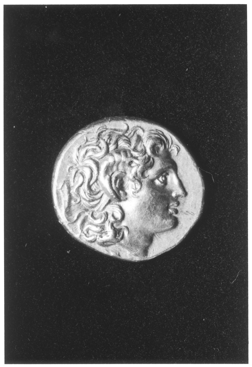 Munt van Alexander de Grote met de ramshoorn van de Egyptische god Ammon, geslagen tijdens het bewind van Lysimachus van Thracië in de Hellenistische periode door Greek