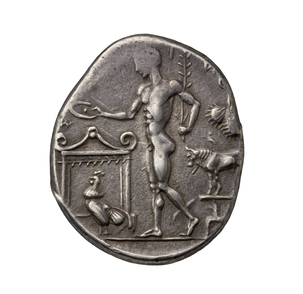 Oude Griekse zilveren munt uit Selinus, 450 v.Chr. door Greek