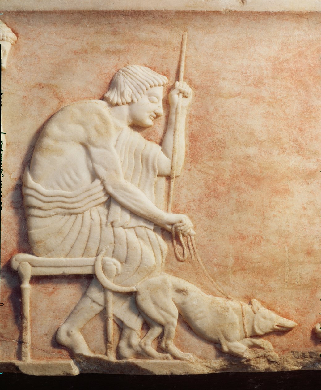 Dierengevecht, reliëf van een standbeeldbasis gevonden op de Dipylon-begraafplaats, Athene, ca. 510 v.Chr. (detail) door Greek