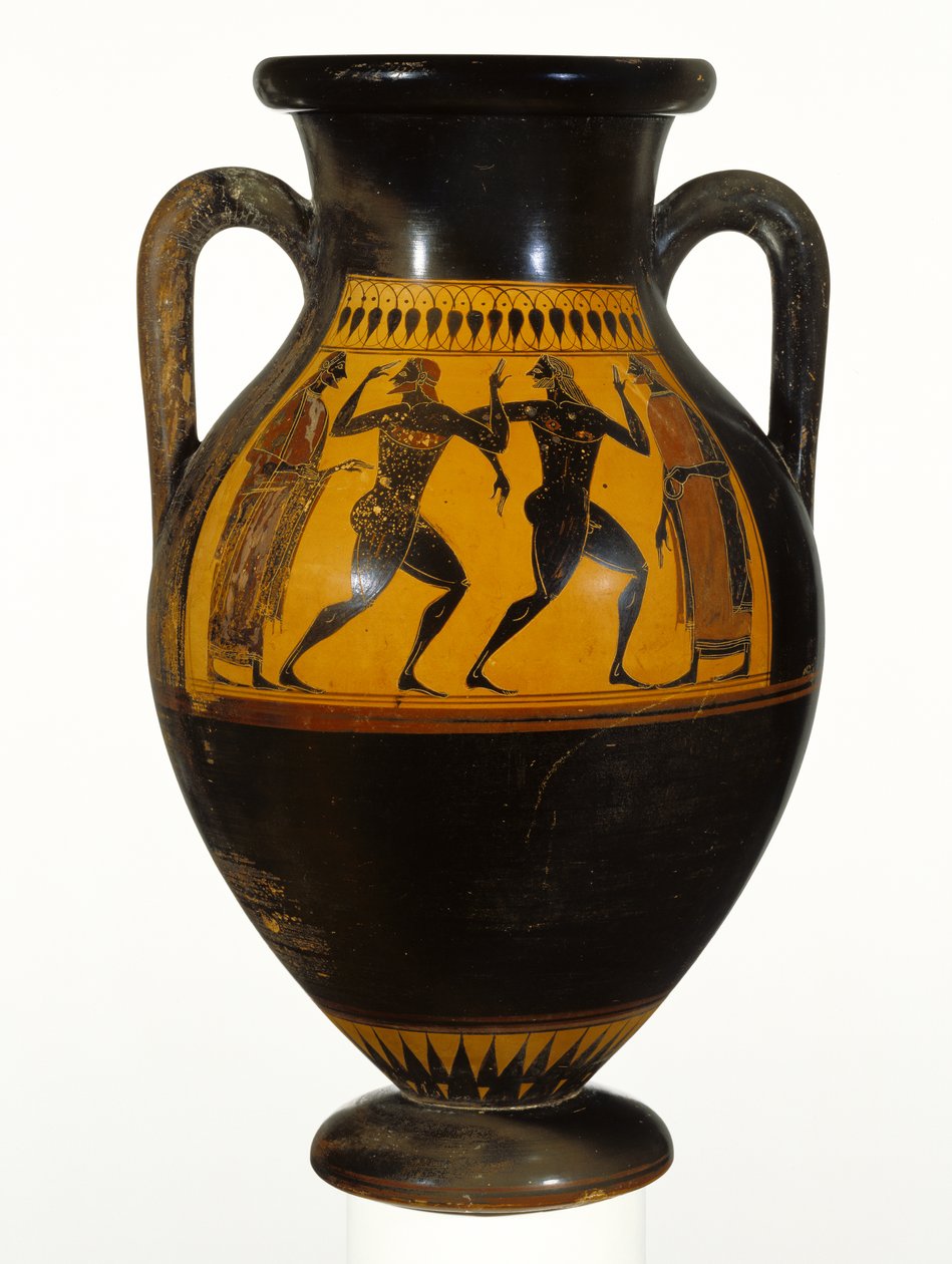 Attische zwartfigurige amfoor met dansers door Greek