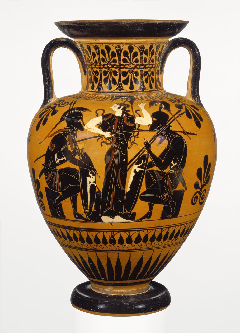 Atheense Attische zwartfigurige nekamfoor, toegeschreven aan de Leagros-groep, met Ajax en Achilles, ca. 510 v.Chr. door Greek