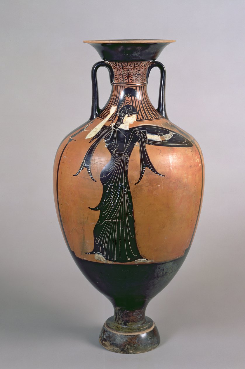 Attische zwartfigurige Panathenaïsche prijsamfoor, met afbeelding van Athena Promachos, c.340-339 v.Chr. door Greek