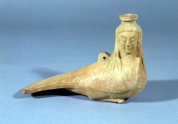 Geurige oliecontainer in de vorm van een sirene, Milesisch door Greek