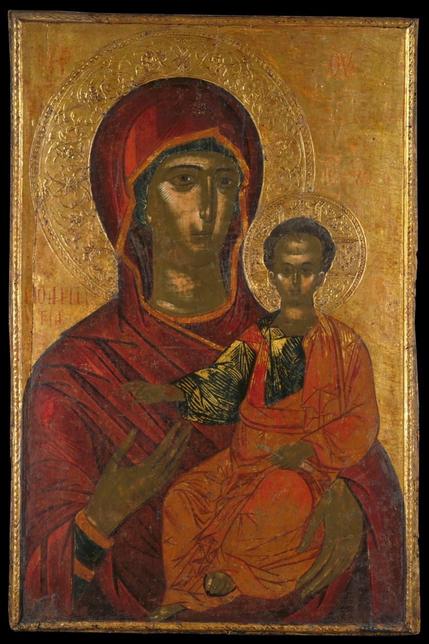 Iconostase Icoon van een Heiligdomscherm met de Maagd Hodegetria door Greek School