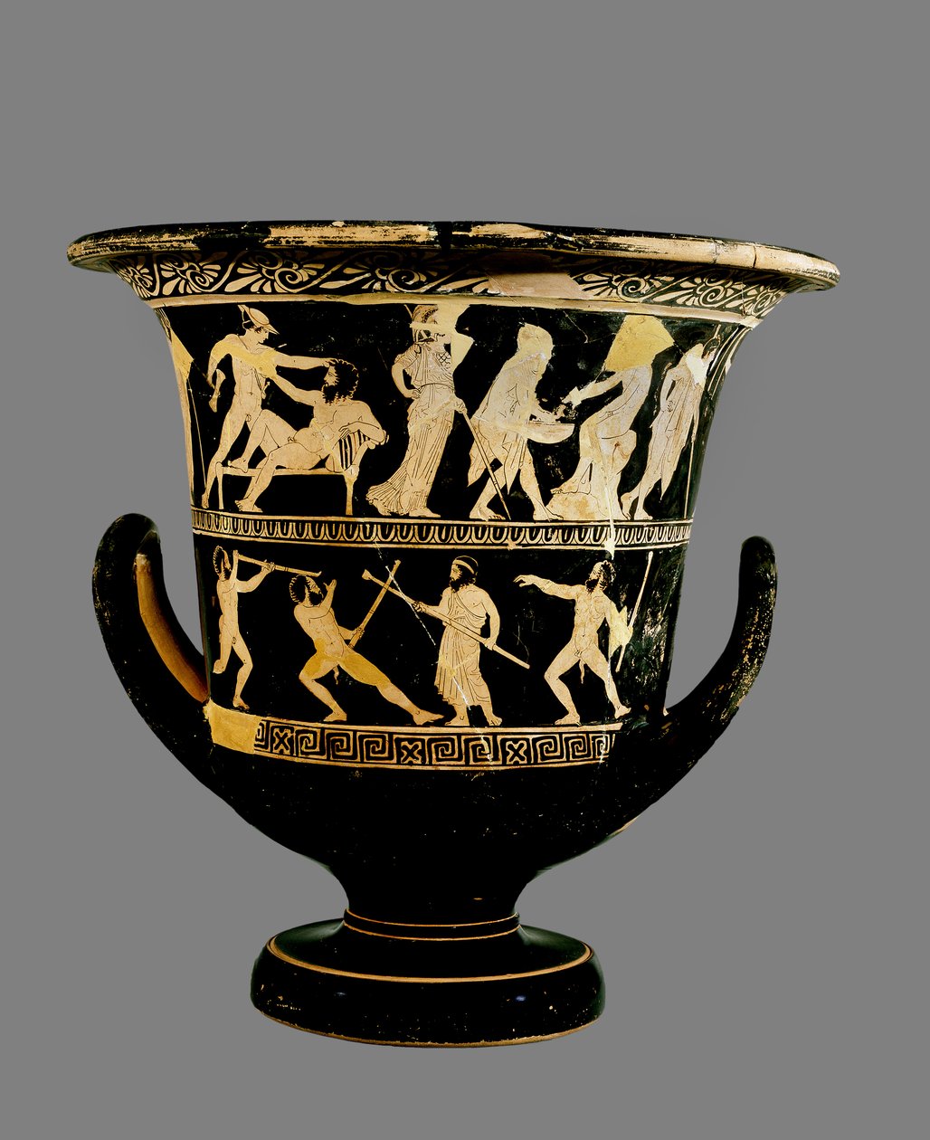 Attische rood-figuur calyx-krater versierd met scènes van Theseus