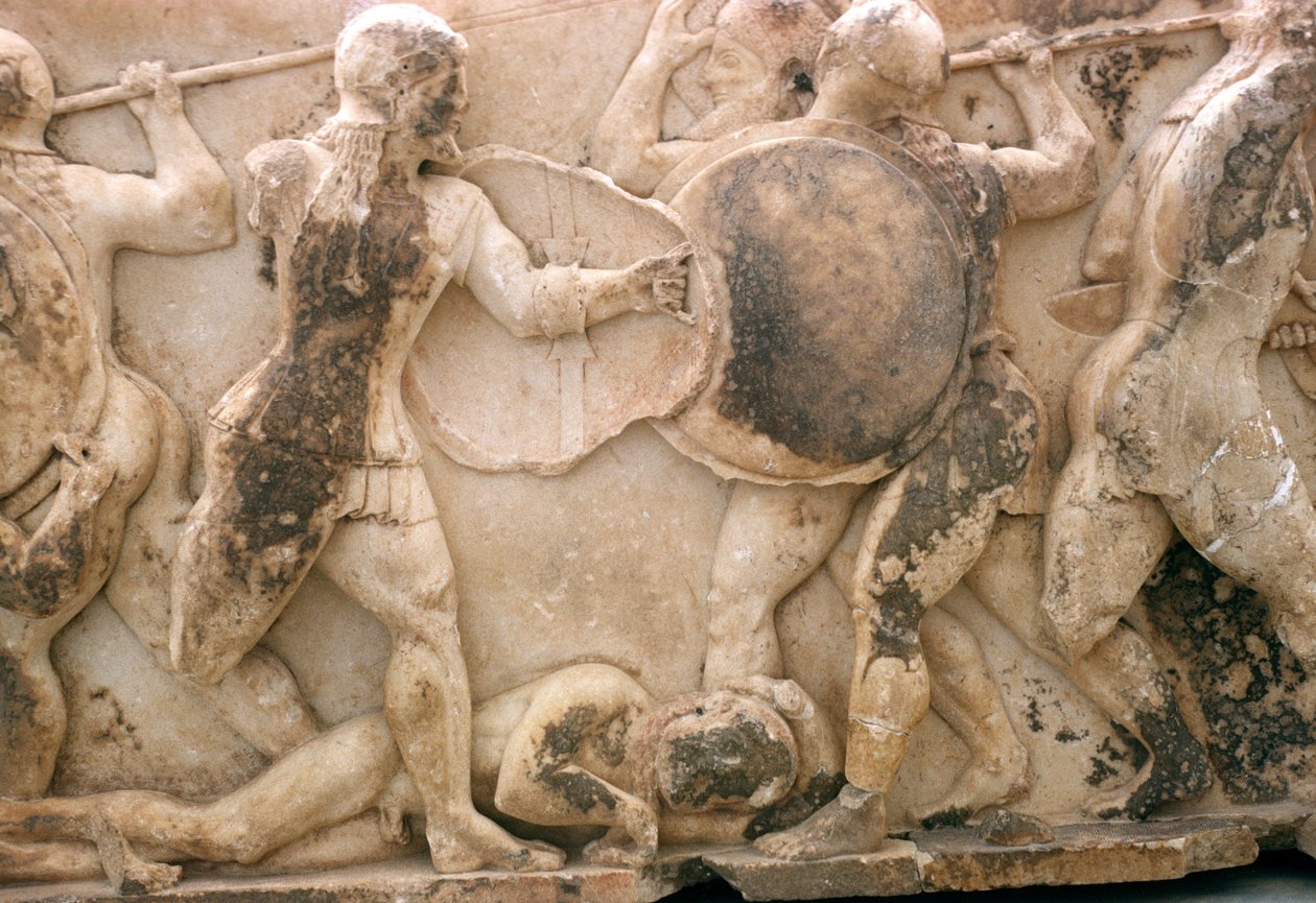 Gevecht om het lichaam van Patroclus, fries van de Siphnische Schatkamer, ca. 525 v.Chr. door Greek
