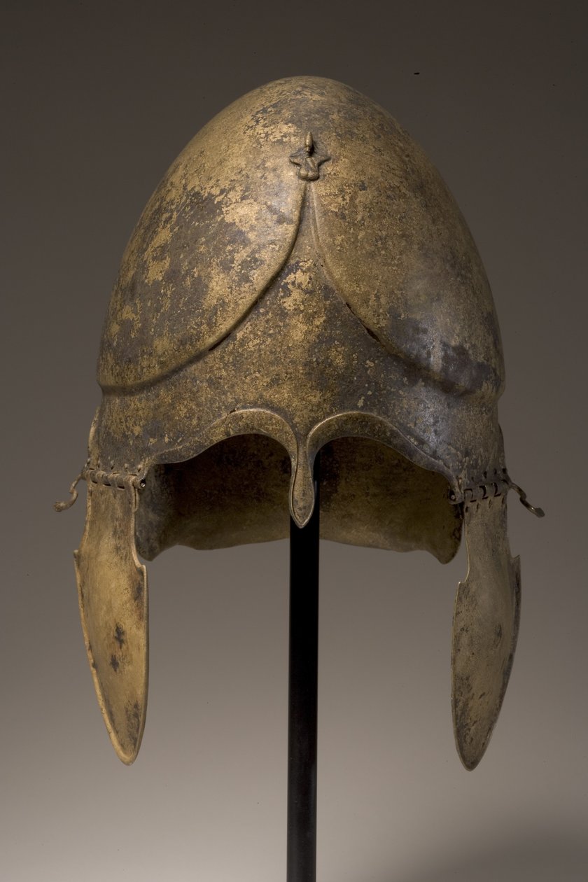 Helm met fallische applique, Chalcidisch, 5e-4e eeuw v.Chr. (brons) door Greek