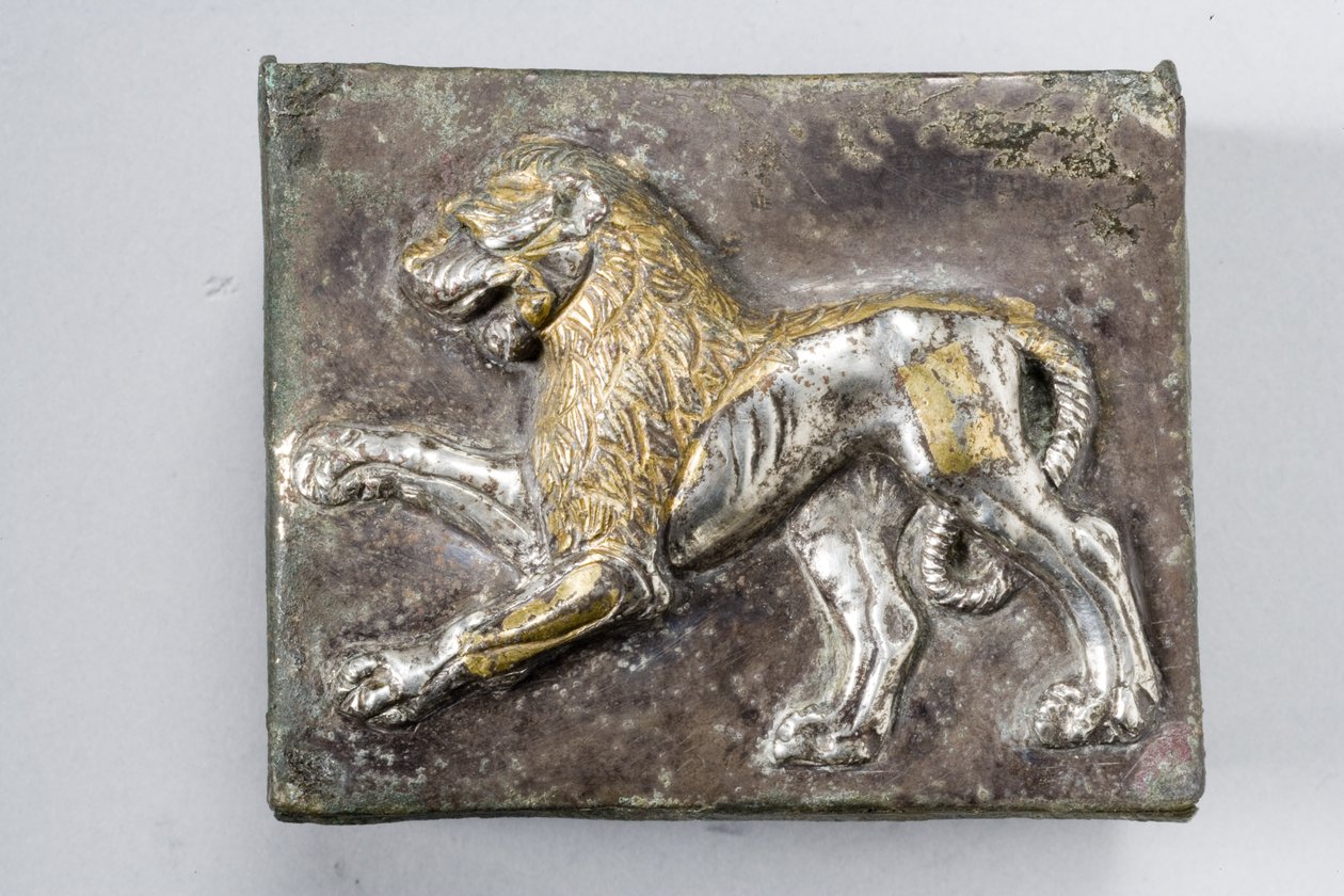 Deksel van een doos, Hellenistisch (gedeeltelijk verguld zilver) door Greek