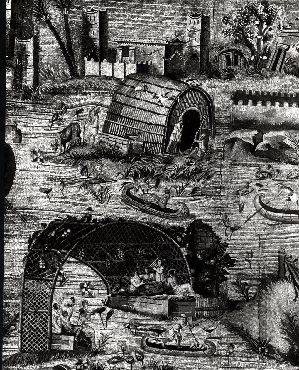 De Nijlmozaïek, detail met scènes uit het boerenleven (mozaïek) door Greek