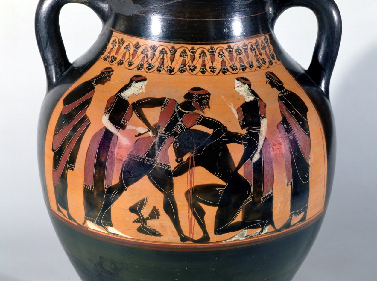 Theseus vecht tegen de Minotaurus (detail) door Greek