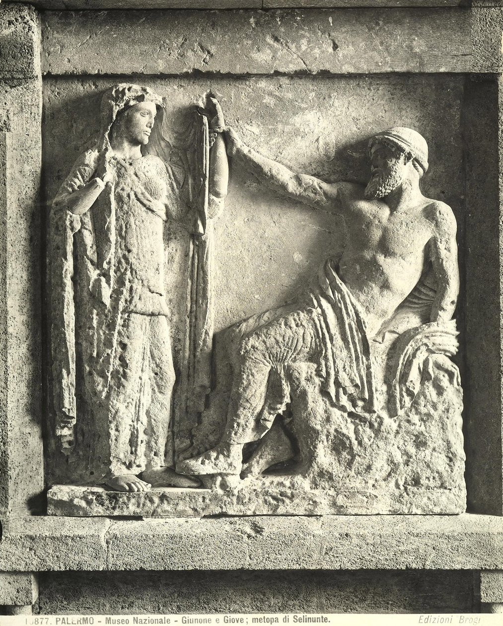 Zeus en Hera, metope van Tempel E in Selinunte, Sicilië door Greek