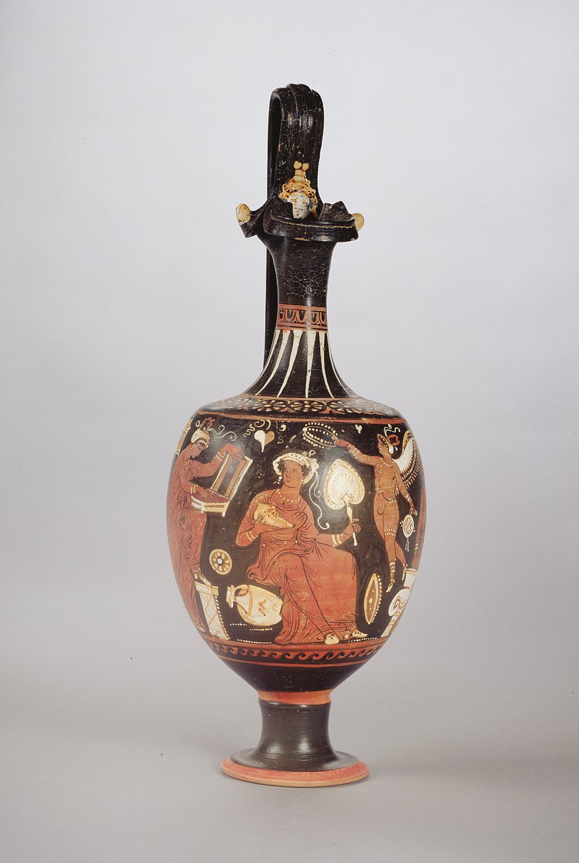 Rood en wit figuur Oinochoe, ca. 310 v.Chr. door Greek School