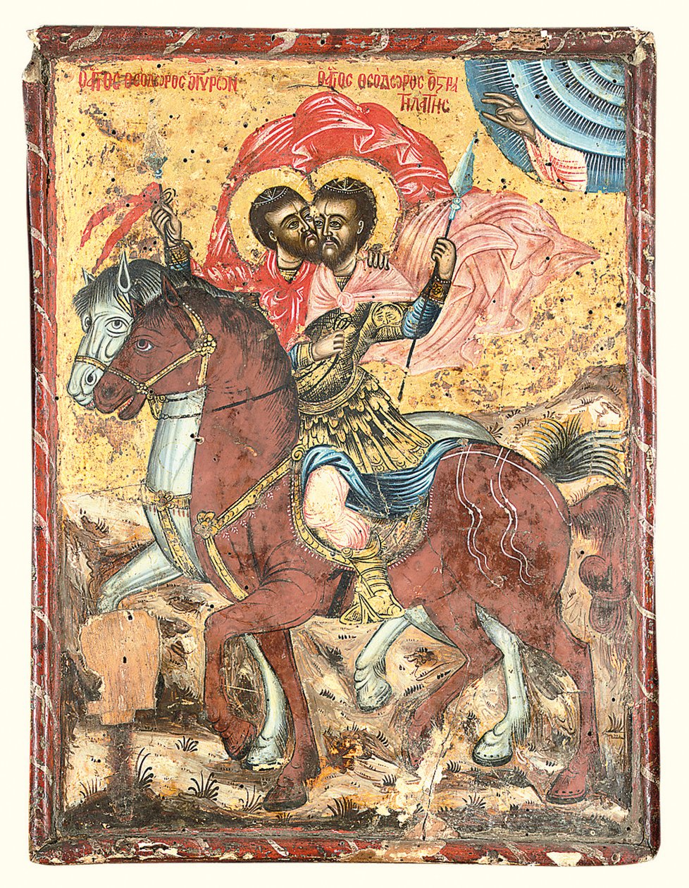 Heiligen Theodorus Tyron en Theodorus Stratelates door Greek School