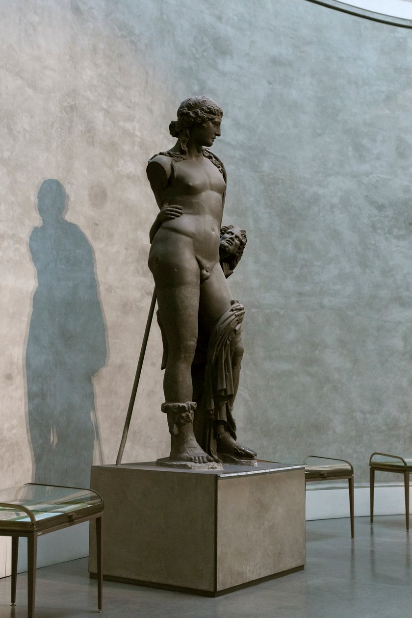 Bacchus en een faun, een van de twee palatijnkolossen, 2e eeuw na Christus (basanietsteen) door Greek school