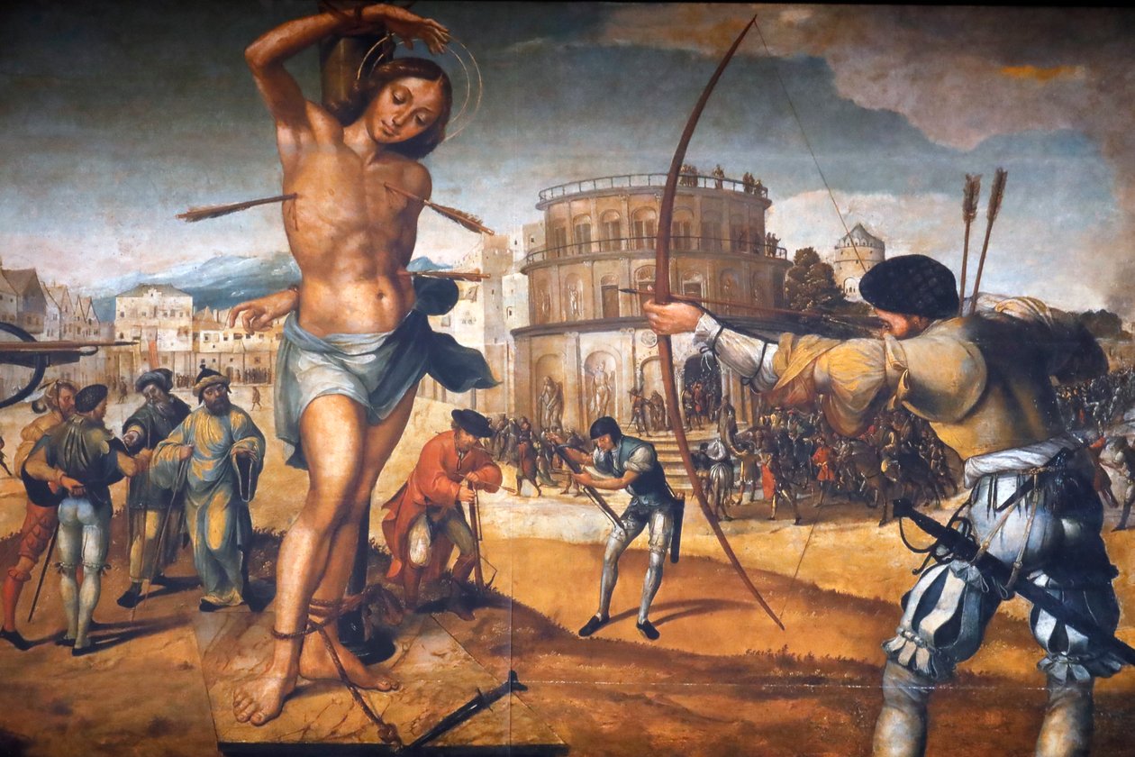 Het Klooster van Christus. Martelaarschap van Sint Sebastiaan, door Portugese schilder Gregorio Lopes. Tomar. Portugal. door Gregorio Lopez