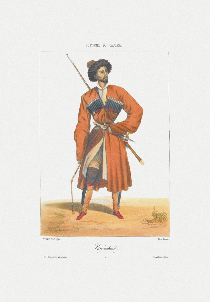Een Kabardin-man uit: Scènes, paysages, meurs et costumes du Caucase, 1840 door Grigori Grigorevich Gagarin