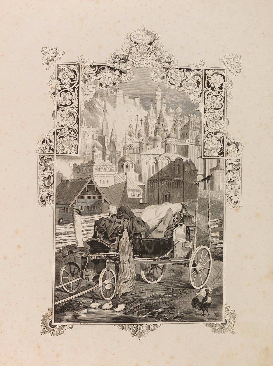 Frontispice voor novelle Tarantas De Tarantass door Vladimir Sollogub, 1845 door Grigori Grigorevich Gagarin