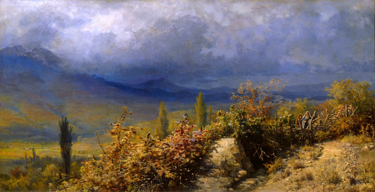 Herfstzicht op de Krim, 1884 door Grigori Grigorievich Mjasoedov