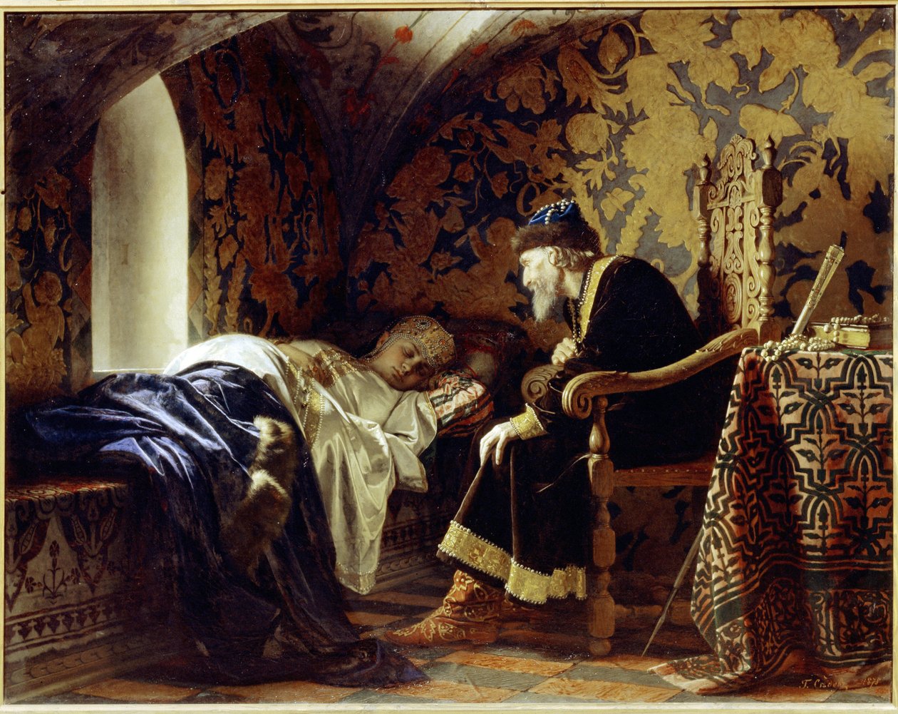 Vassilissa Melentieva en tsaar Ivan IV de Verschrikkelijke door Grigori Semenovich Sedov