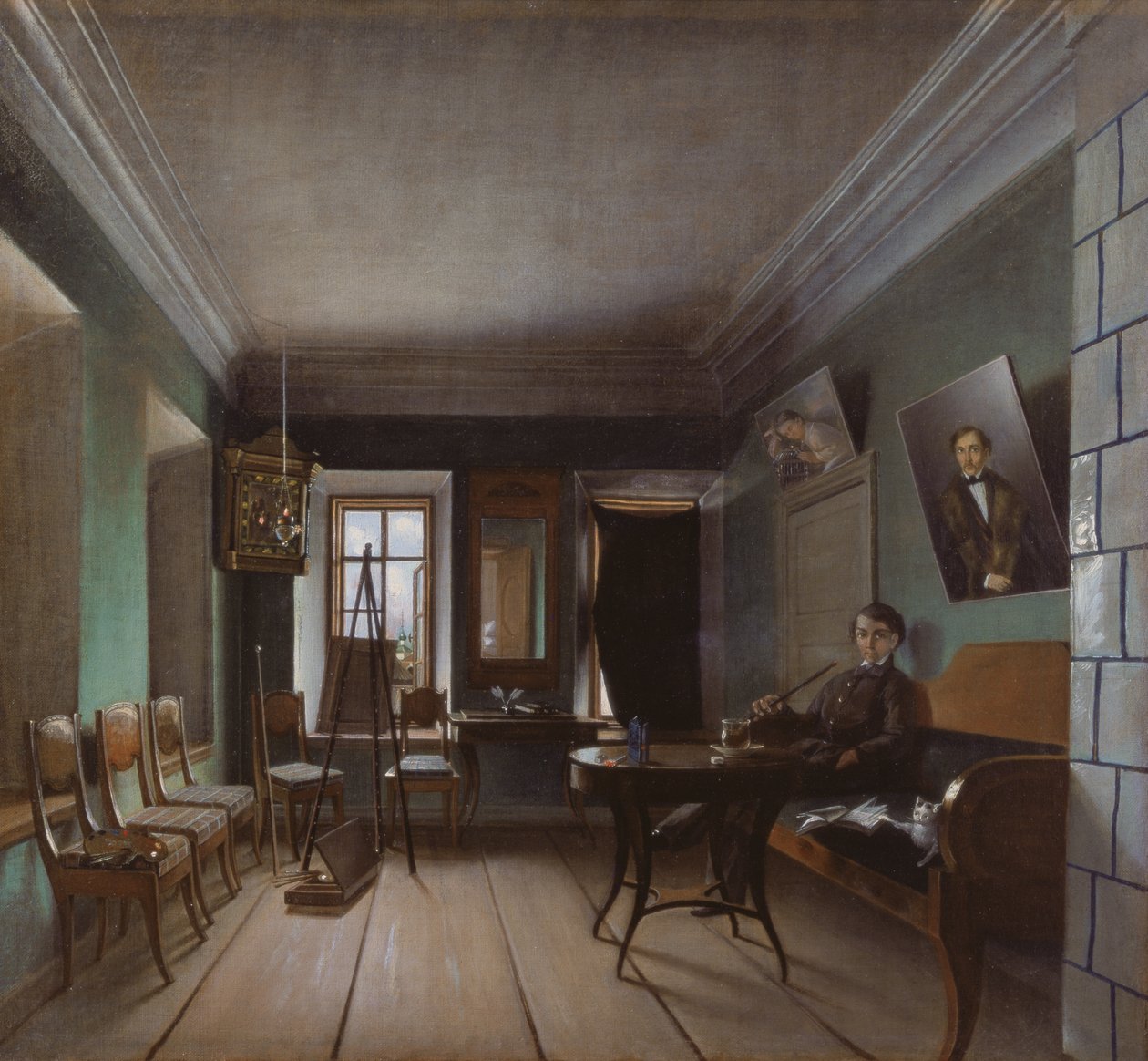 Interieur van Bykovs Huis, 1850s door Grigory Vasilievich Yurov