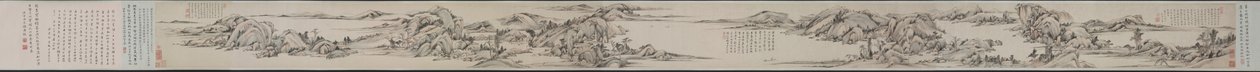 Landschap in de stijl van Huang Gongwang, 1649 door Gu Tianzhi
