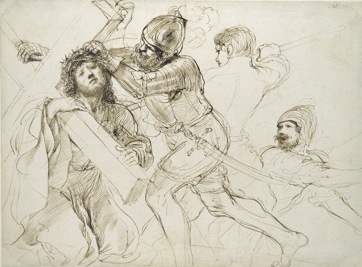 Christus draagt het kruis door Giovanni Francesco Barbieri
