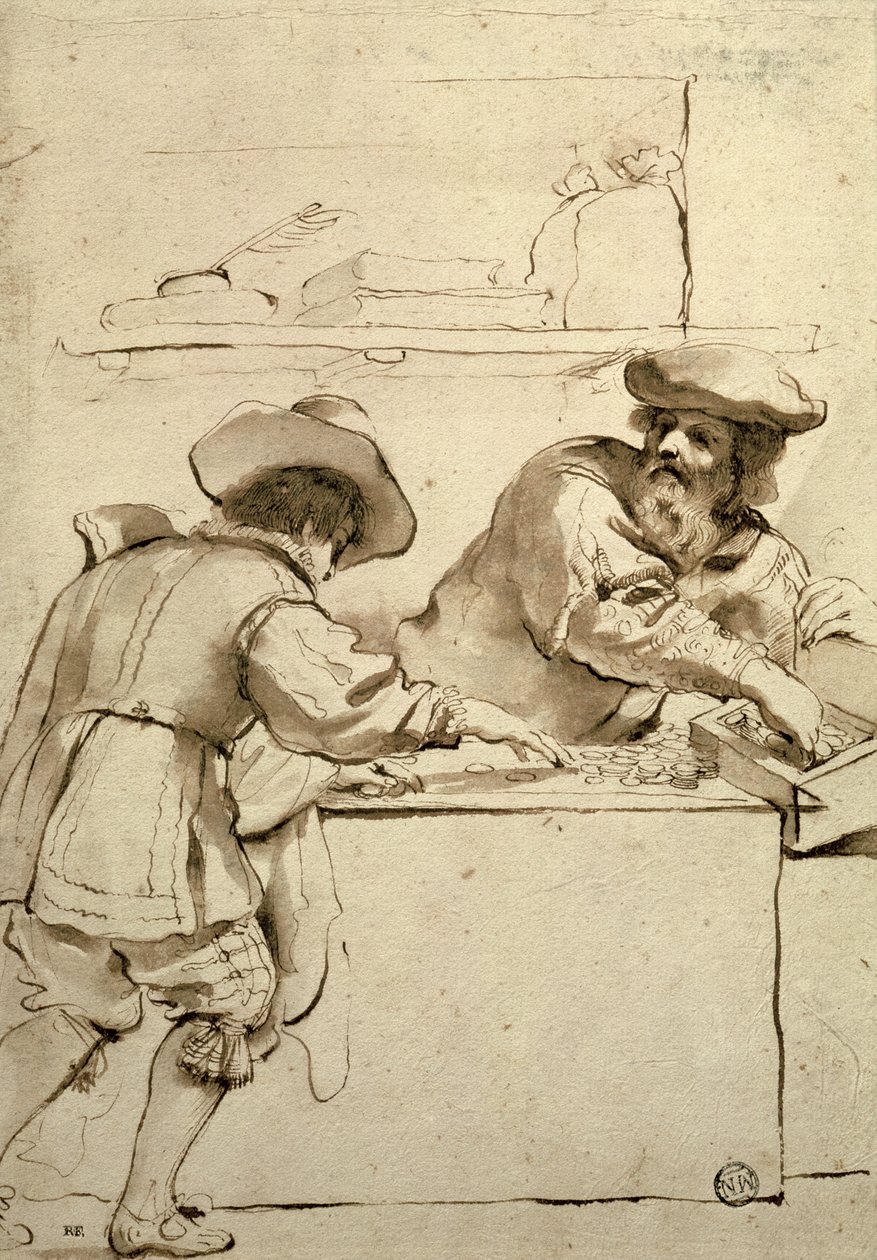 De Geldschieter door Giovanni Francesco Barbieri