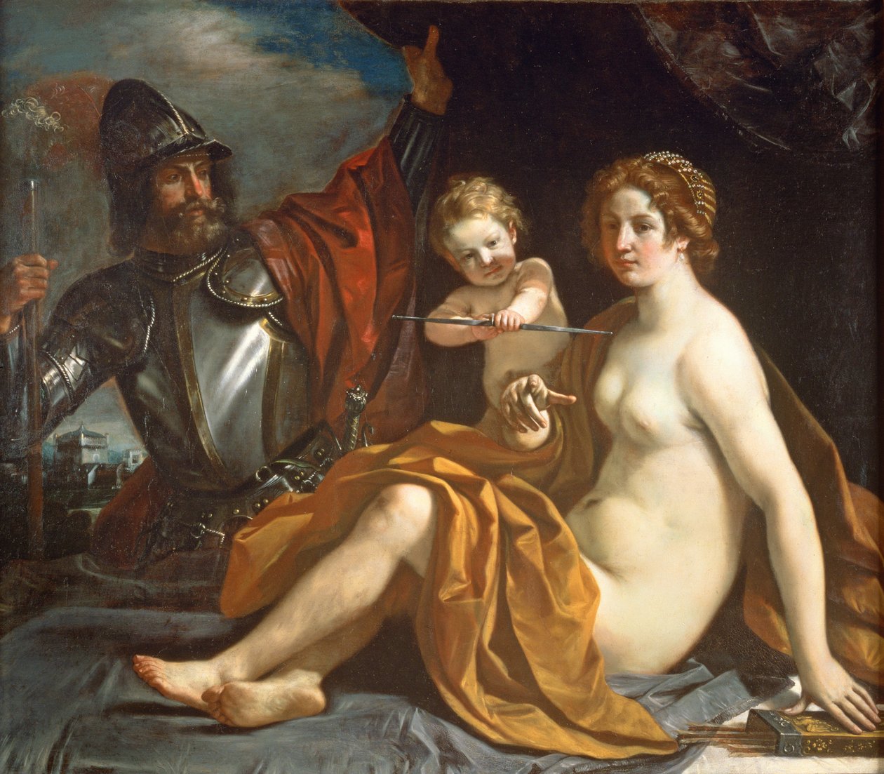 Venus, Mars en Cupido door Giovanni Francesco Barbieri